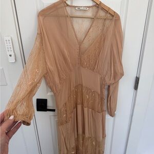 Zara Beige Lace Dress